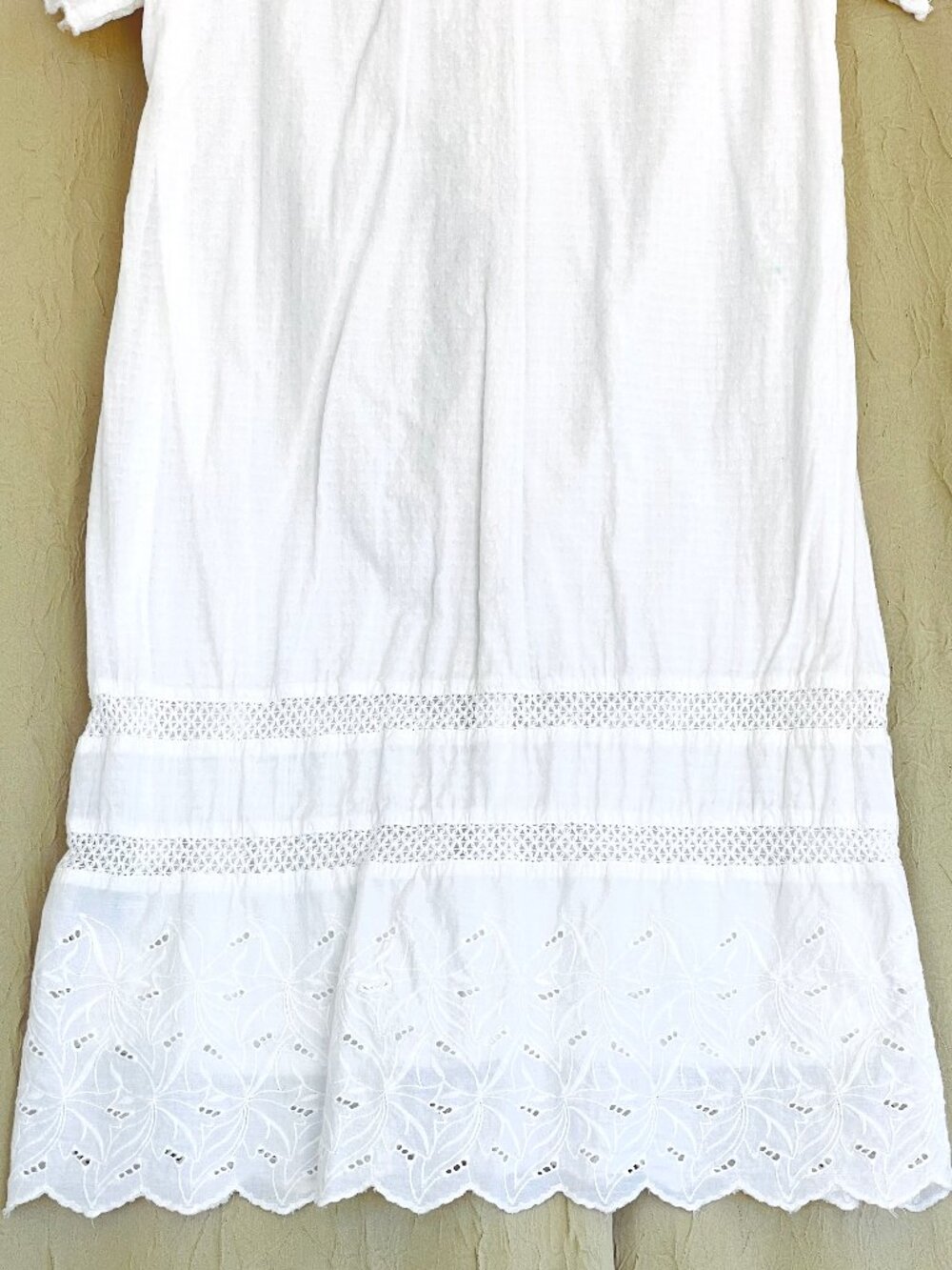 Bob Timberlake Small White Cotton Short Sleeve Lined Embroidered Boho Dress - Picture 13 of 14